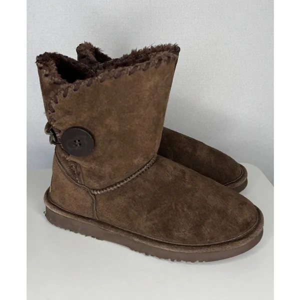 1990s–2000s Lamo Essential Shearling Suede Button Boots 7.5/8 Brown - Image 8