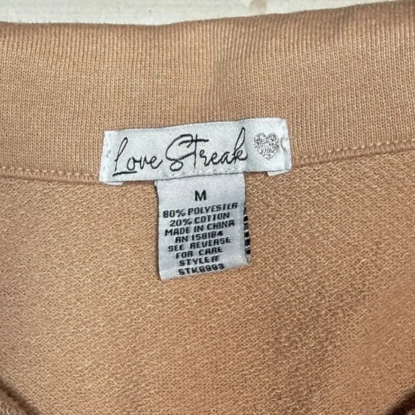 NWT Love Streak Two Piece Coord Set Pink Cotton Blend Medium Pockets Top Shorts - Image 8