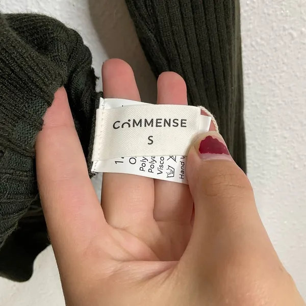 Commense NWT Ruffle Trim Dark Green‎ Ribbed Cardigan Size Small - Image 6
