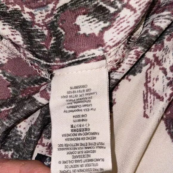 Free People Dress Womens XS Kimono Satin Babydoll Maroon Floral Boho Flowy‎ - Image 7