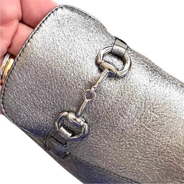 Like New Johnston & Murphy Leather Ali Bit Loafers Silver Size 9.5 Retail $158 - Image 5