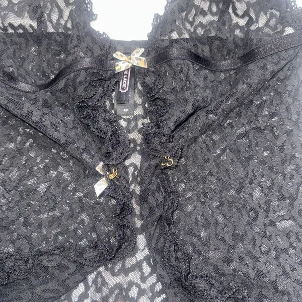 Vintage Victoria's Secret Y2K Fairy The Lacie Lace Babydoll Bow Sheet Black Cami - Image 10