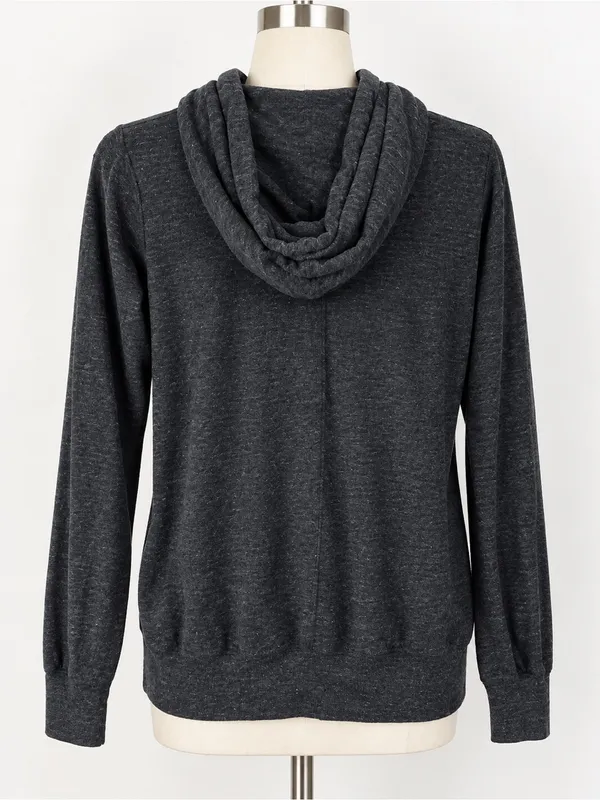 Nike Women's Charcoal Black Full-Zip Hoodie with White Logo - Image 3