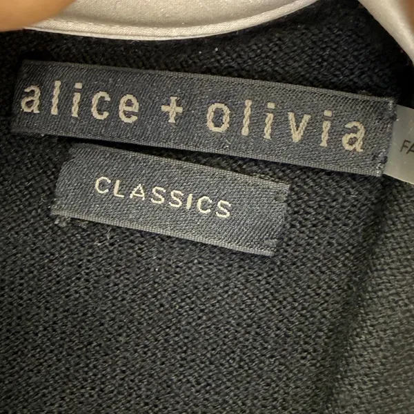 Alice + Olivia Black Wool Silk Ruffle‎ Bow Tie Sweater CL000S45709 Womens XS - Image 2