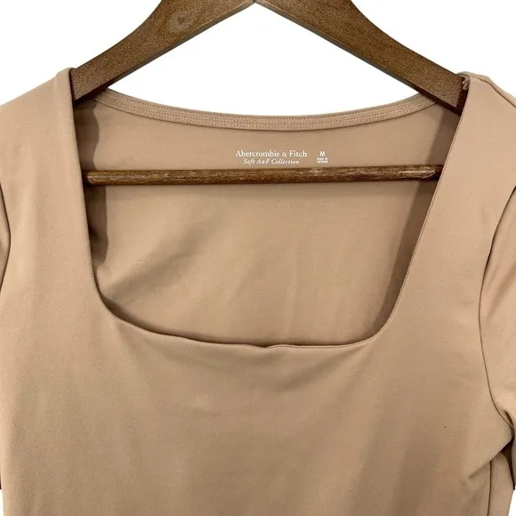 Abercrombie & Fitch‎ Soft AF Collection Square Neck Long Sleeve Bodysuit Tan - Image 3