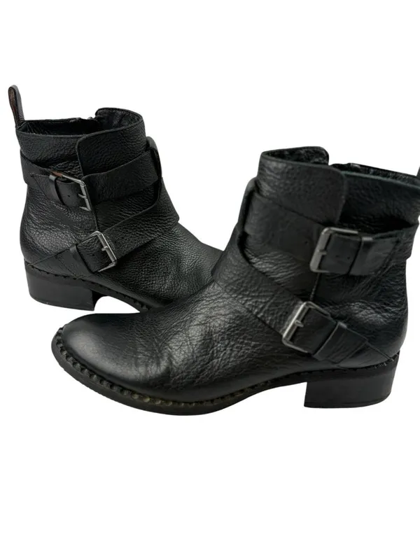 Gentle Souls Benton Moto Boots Womens Size 10 Black Pebbled Leather Combat Ankle - Image 10