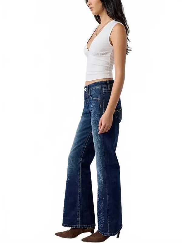 UO BDG Teo Printed Relaxed Low-Rise Bootcut Jeans Urban Outfitters NWT Size 26 - Image 3