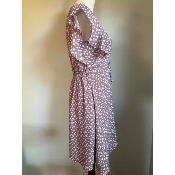 Monteau cottage fairy boho whimsi Floral Ruffle‎ Sleeve Mini Dress Mauve Dainty - Image 4