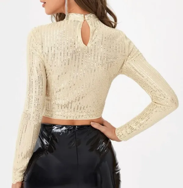 Gold contrast sequin party top - Image 2