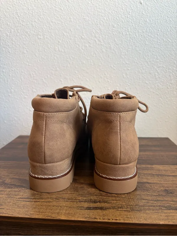 Skechers BOBS Chill Wedge Elevated Bliss Boots Tan Size 7.5 - Image 4