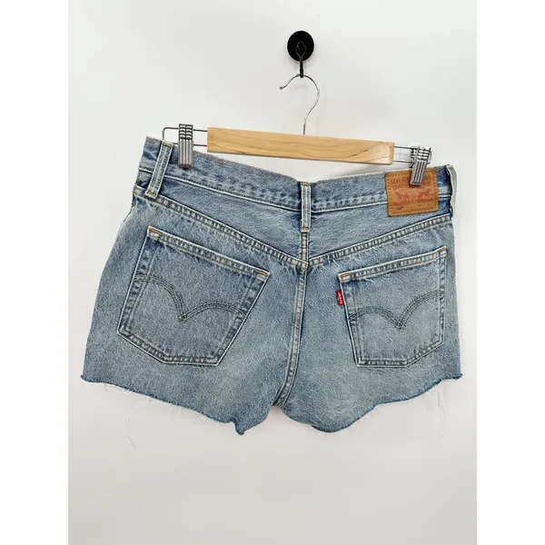 Levi’s 501 Jump Start Shorts Women 28 Blue Button Fly Raw Fray Hem Y2K Festival‎ - Image 2