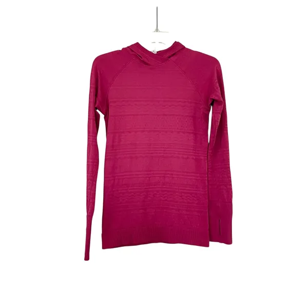 Lululemon Rest Less Hoodie Magenta Pink Textured Seamless Thumbholes 8 - Image 2