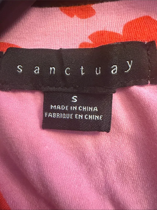 Sanctuary Hold Me Tight Floral Print Tee Cherry Kiss Pink Short Sleeve Top SZ S - Image 7