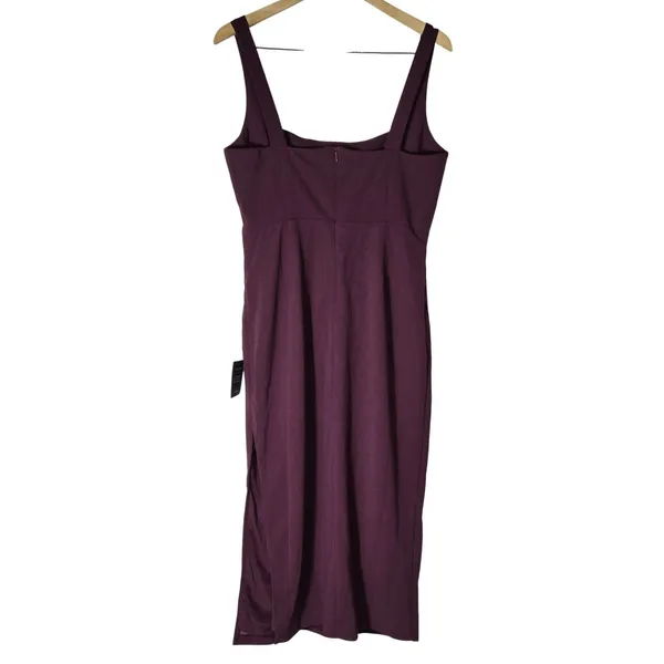Lulus Vibrant Allure Plum Square Neck Bodycon Midi Dress CD3727 Purple Size L - Image 4