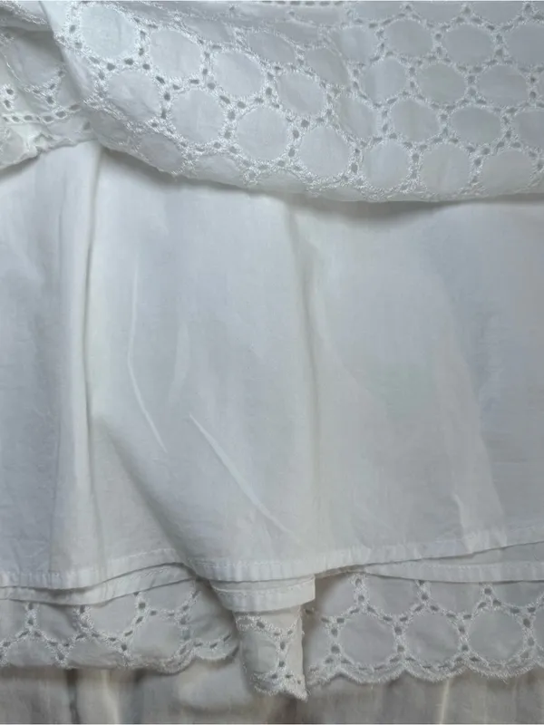 Old Navy Lined Y2K Dress Size 12 Cotton Tank Peasant Cottage core White Eyelet - Image 3