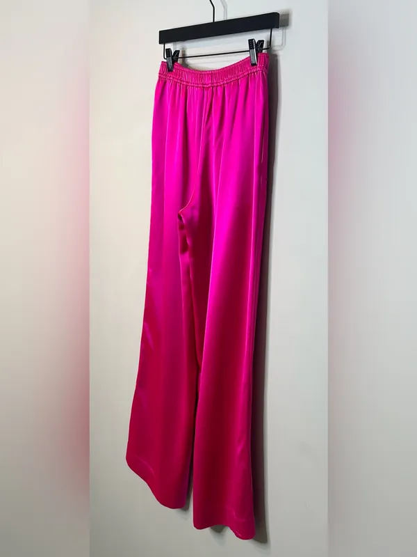 Retrofête Kasha Neon Pink Satin Wide Leg Pant - Image 9