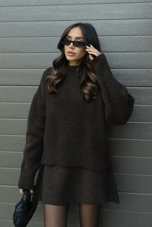 Ohrose Brown Sweater and Skirt Set - Image 3