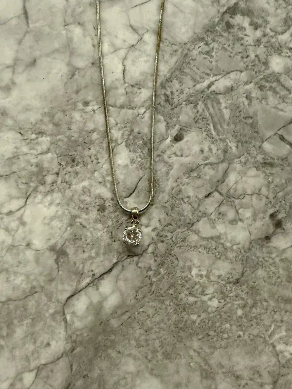 Vintage Faux Solitaire Diamond Pendant Necklace - Image 2