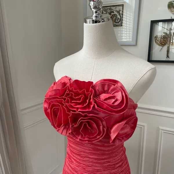 Arden B Melon Coral Plise Petal BodyCon Mini Dress S - Image 4