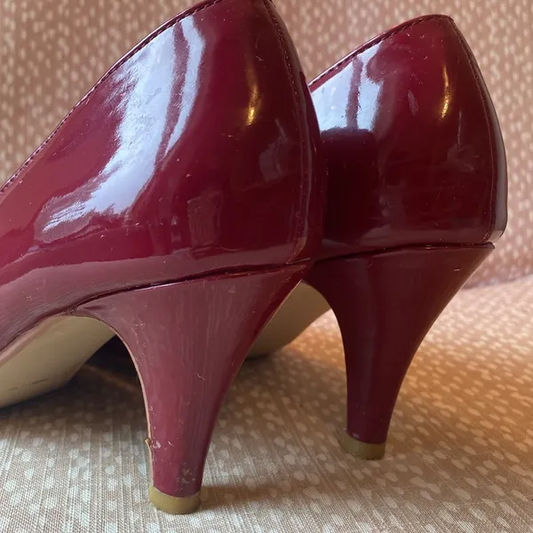 Red Leather Heels Size 8 - Image 3