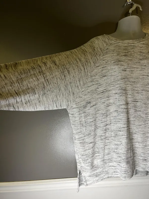 Aerie Sweater Womens XXL Gray Space Dye Knit Raglan Crewneck Pullover Cozy - Image 5