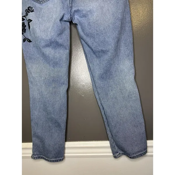 PacSun Mom Jeans Womens 29 Light Wash Hi Rise Embroidered Floral Denim - Image 8