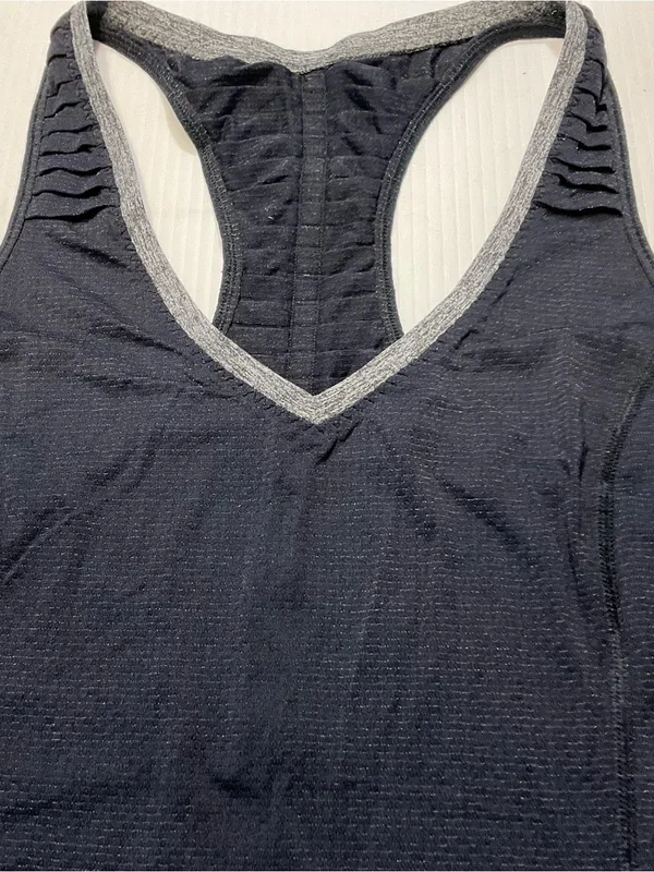Black Lululemon Tank Cinchable Drawcord Hem V Neck Key Pocket Women Sz M - Image 2