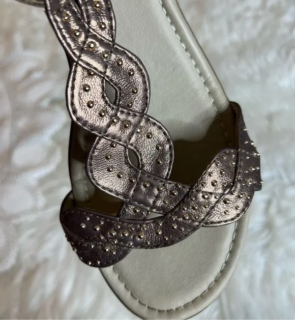 Rialto Gemma Low Wedge Slingback Sandals Bronze Gold Balls NO SIZE Approx 7-7.5 - Image 11
