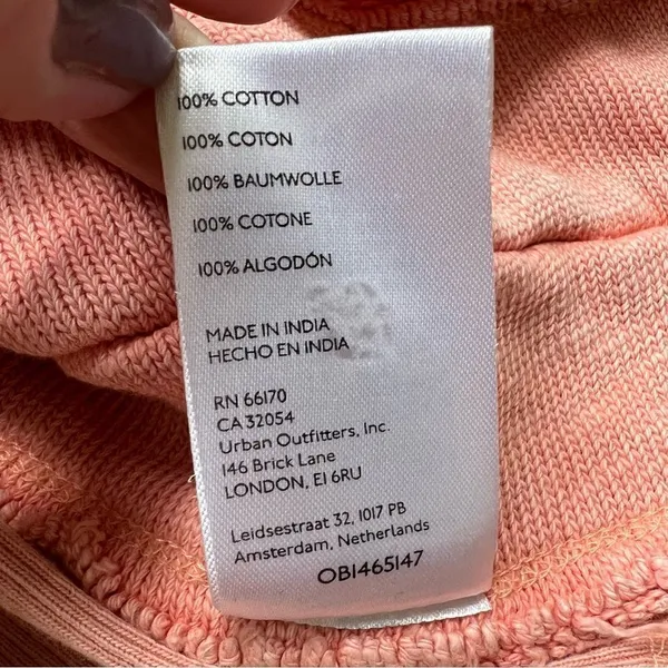 Anthropologie Pilcro Cropped Cut Off Short Sleeve Sweatshirt Pink Coral Medium - Image 12