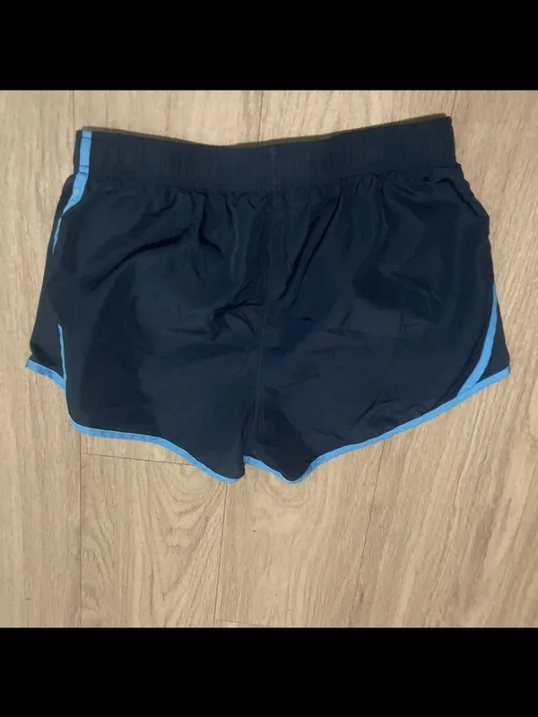Women's Navy Running Shorts with Light Blue Trim - Image 3