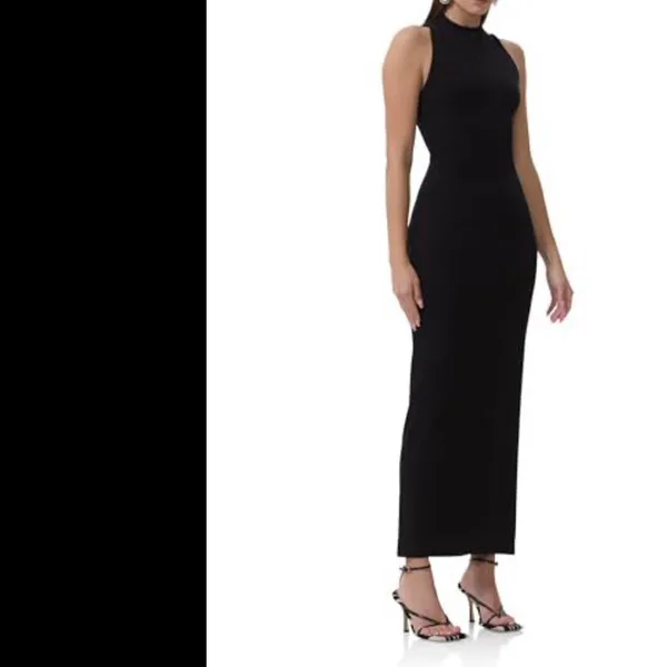 REVOLVE AFRM Women's Casper Funnel Neck Bodycon Maxi Dress, Noir, Small, NWT - Image 3