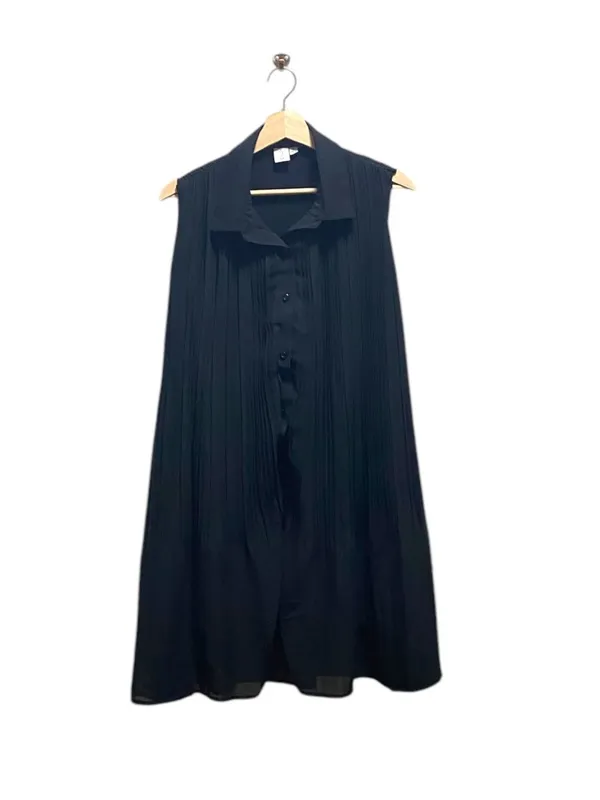 Joie Pleated Sleeveless Mini Dress Black Size L Minimalist Flowy Spring Casual - Image 2