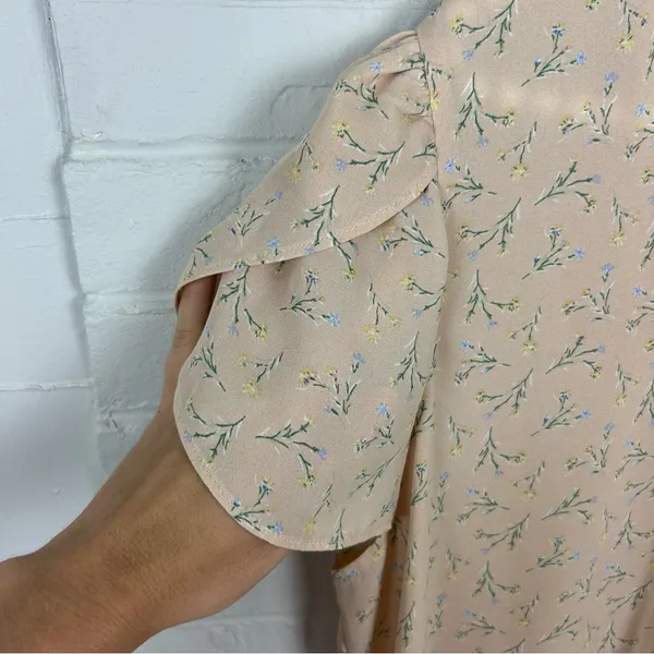 Adrianna Papell Lightweight Sheer Floral Short Sleeve Blouse Top Size XL - Image 5