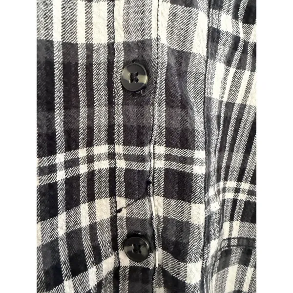 Free People We The‎ Free Indigo Skies White/Black Plaid Shirt Women's Size Small - Image 10