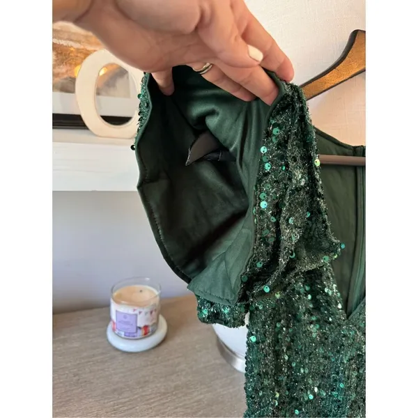 Faeriesty Green Sequin Mermaid‎ Dress with Side Slit Size XSmall - Image 6