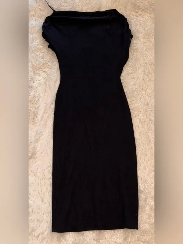 NEW Reformation Iris One-Shoulder Black Knitted midi Dress sz XS - Image 6