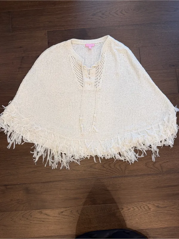 Lilly Pulitzer Pullover Fringed Cape Sweater White Small/Medium - C52-012 - Image 2