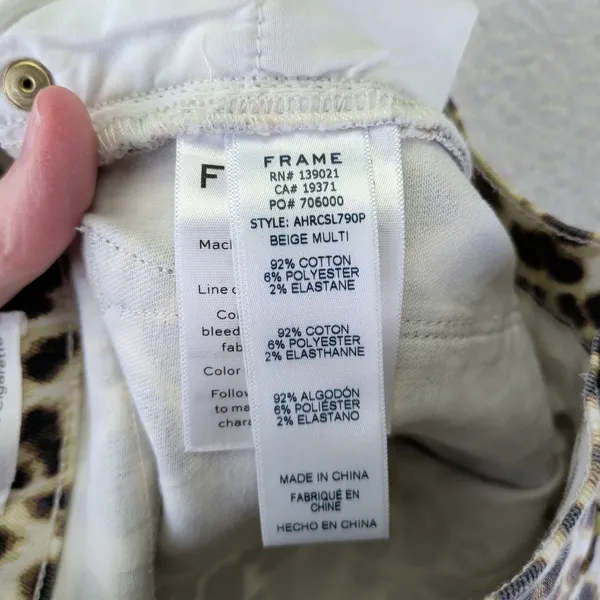 FRAME Ali High Rise Cigarette Jeans Leopard Print Beige‎ Women's 25 Skinny Mob - Image 8