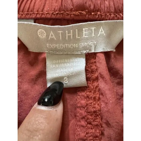 Athleta Expedition Etruscan Red Hiking Athletic Shorts‎ Size 8 Preppy Athleisure - Image 3