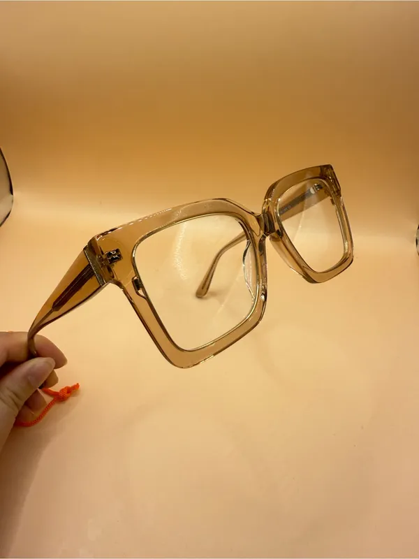 glam Women's Clear Beige Square Glasses - Image 4