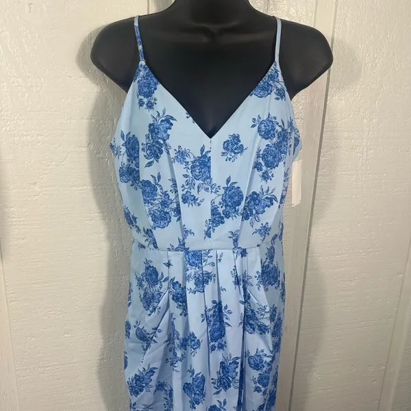 Chelsea 28 Blue Floral Spaghetti Strap Midi Dress Size Small NWOT - Image 5