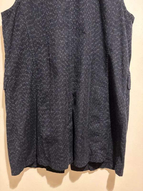 Eileen Fisher Black Rainfall Organic Cotton Textured Double Button Long Vest - Image 11