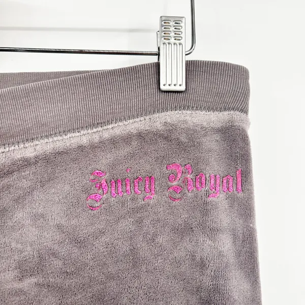 Juicy Couture Womens Grey Velour Y2K McBling‎ Juicy Royal Low Rise Track Pants M - Image 2