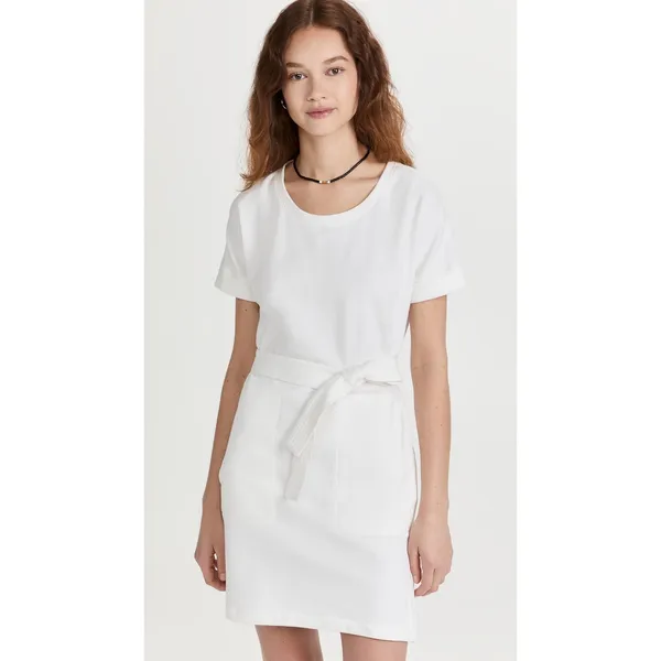 NWT Rebecca Minkoff Iman Dress White Mini French Terry Belted Cotton Size XL - Image 2