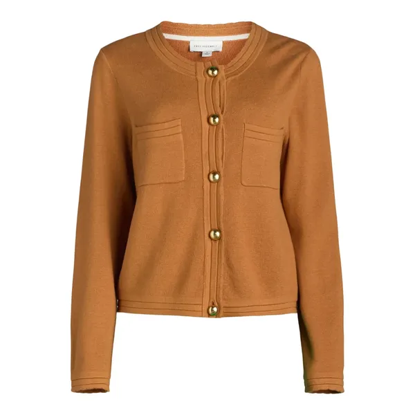 Free Assembly Womens Cardigan Sweater Size XS Brown Sesame Long Sleeve Pocket - Image 6