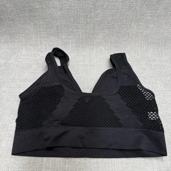 2 Pack Wireless Black Seamless Sports‎ Bras Size Large Mesh Back Bralette Set - Image 3