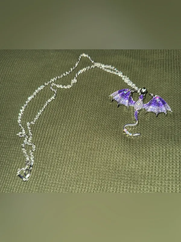 Purple Dragon Pendant Necklace - Women's Jewelry - Image 2