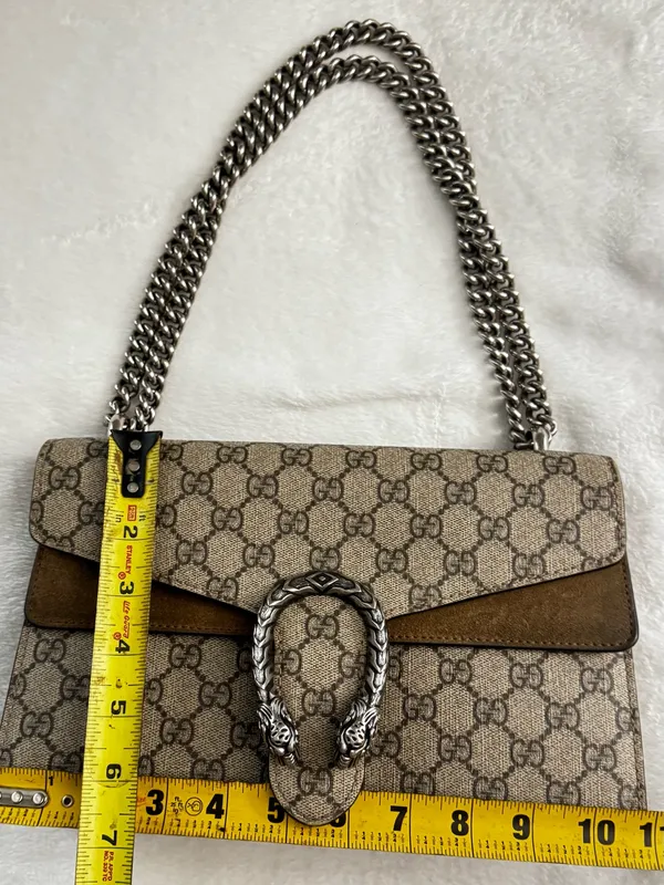 Gucci GG Supreme Shoulder Bag in Beige and Brown with Silver Hardware - Image 13