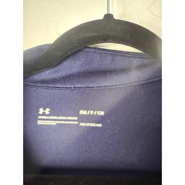 Under Armour HeatGear‎ Navy Blue Athletic Quarter Zip Long Sleeve Shirt Top SM - Image 4