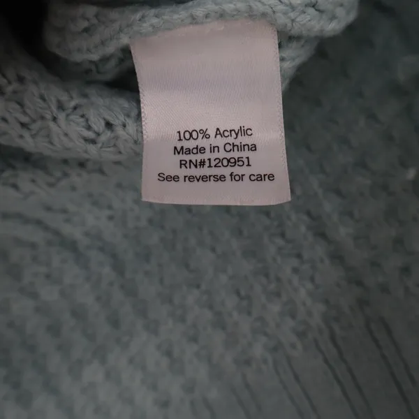 SO Womens Waffle Knit Sweater Light Blue Crewneck High-Low Hem Small - Image 3